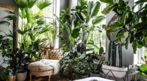 Plantas internas ao lado da janela