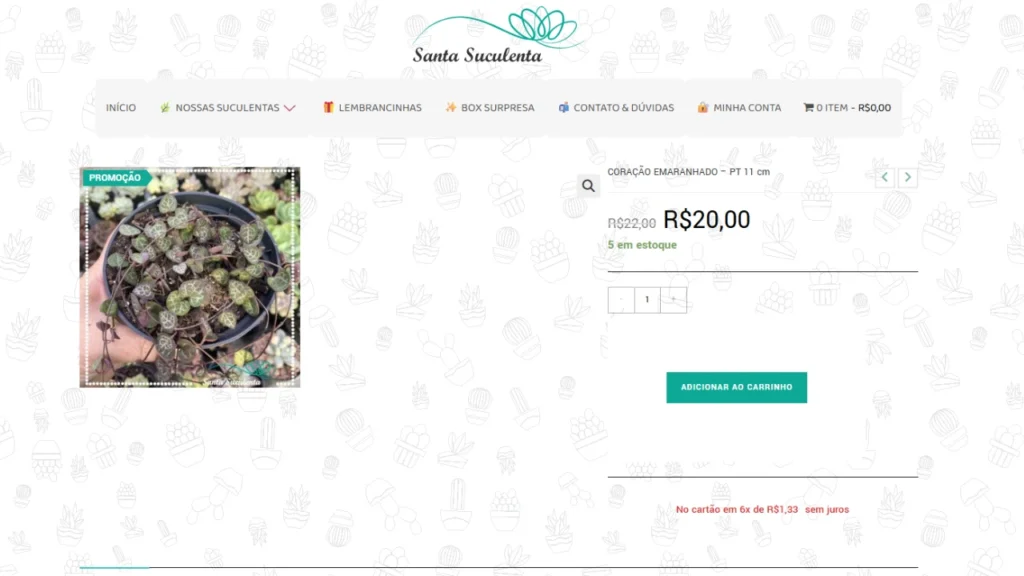 Coração emaranhado print santa suculenta