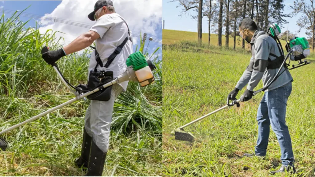 Roçadeira costal vs lateral